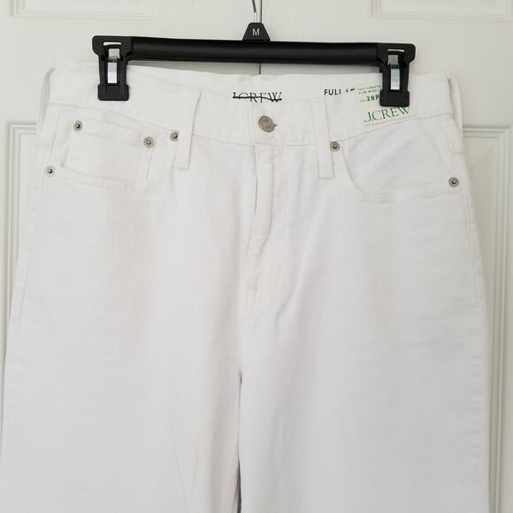 J. Crew‎ Petite Full Length Slim Wide Leg Jeans Size 28P White Raw Hem NWT BX823 - Picture 2 of 8